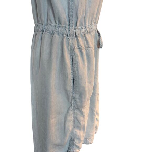 ATHLETA Chambray Shirt Dress L/S Drawstring Waist Pockets Curved Hi-Lo S Tall - Picture 3 of 7
